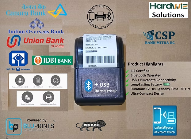 Bluetooth Thermal Printer for Canara Bank IOB Bank UBI Bank UCO Bank