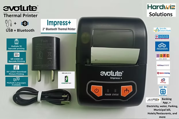 Evolute Impress 2 Inch USB Bluetooth Thermal Printer